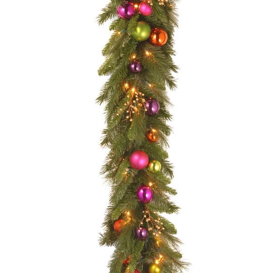 6&#x27;X16&#x22; Pre-lit Kaleidoscope Artificial Christmas Garland with 50 Warm White LED Battery Operated Lights